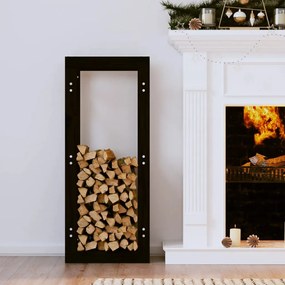 vidaXL Ραφιέρα Καυσόξυλων Μαύρη 41x25x100 εκ. από Μασίφ Ξύλο Πεύκου