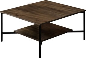 Τραπέζι Σαλονιού Με Ράφι (80x80x40) A-G Black Line 618BLY1150 Walnut