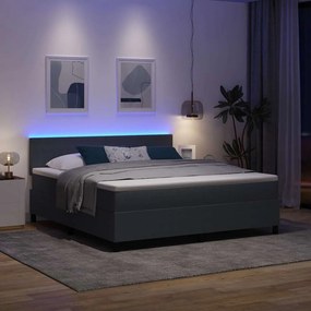 vidaXL LED Κρεβάτι με βάθρο Σκούρο Γκρι και Λευκό 180 x 200 cm