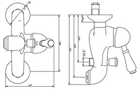Μπαταρία Λουτρού TEOREMA TIFFANY-Μπρονζέ