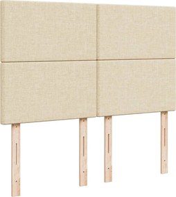 vidaXL Κρεβάτι Boxspring με Στρώμα Κρεμ 140x200 εκ. Υφασμάτινο