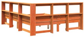 Κρεβάτι Βιβλιοθήκη Χωρίς Στρώμα 140x200 εκ Μασίφ Ξύλο Πεύκου - Καφέ
