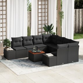 vidaXL Σετ Καναπέ Κήπου 9 pcs Μαύρο 55 x 55 x 37 εκ