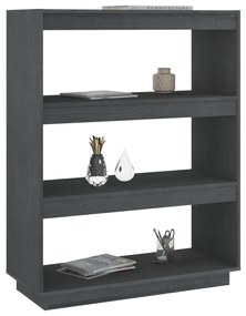 vidaXL Βιβλιοθήκη/Διαχωριστικό Χώρου Γκρι 80x35x103 εκ. Μασίφ Πεύκο