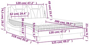 Κρεβάτι με Στρώμα Γκρι 120x200 εκ. από Συνθετικό Δέρμα - Γκρι
