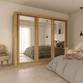 Ντουλάπα Grandio Χρυσό Δρυς με καθρέφτη 250x60x215cm