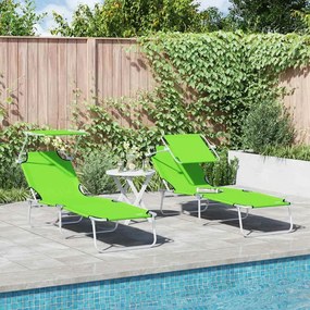 vidaXL Ξαπλώστρα 2 pcs Πράσινο 58 x 188 x 77 εκ. Πολυεστέρας