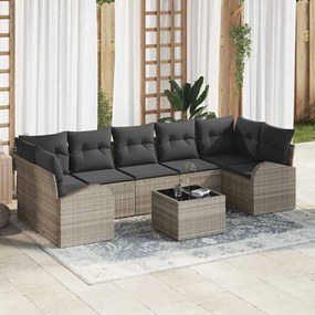 vidaXL Σετ Καναπέ Κήπου 8 pcs Ανοιχτό γκρι 55 x 55 x 37 εκ