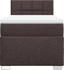 vidaXL Κρεβάτι Boxspring με Στρώμα Σκούρο Καφέ 80x200 εκ. Υφασμάτινο