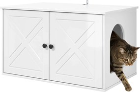 vidaXL Σπίτι Γάτας Λαμπερό Λευκό 85 x 55 x 50,5 εκ Επεξεργασμένο Ξύλο