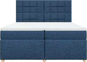 vidaXL Κρεβάτι Boxspring με Στρώμα Μπλε 200x200 εκ. Υφασμάτινο
