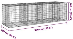 Συρματοκιβώτιο με Κάλυμμα 350x100x100εκ από Γαλβανισμένο Χάλυβα - Ασήμι