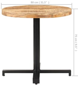 Τραπέζι Bistro Στρογγυλό Ø80 x 75 εκ. Ακατέργαστο Ξύλο Μάνγκο - Καφέ