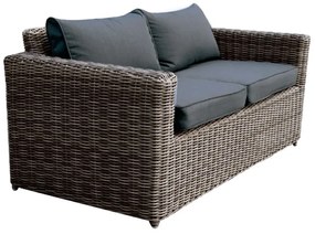 WOODWELL Ε6734,2ARIZONA 2Θέσιος Καναπές Κήπου ALU, 4mm Half-Round Wicker Grey Brown, Μαξιλάρια Ανθρακί 138x77x73cm Ε6734,2
