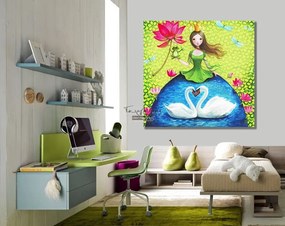 Παιδικός πίνακας σε καμβά με κύκνους KNV0282 40cm x 40cm