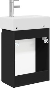 vidaXL Μονάδα μπάνιου με βρύση Μαύρο 45,5 x 22,5 x 84 εκ