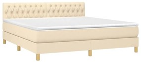 vidaXL Κρεβάτι Boxspring με Στρώμα Κρεμ 180x200 εκ. Υφασμάτινο