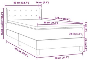 ΚΡΕΒΑΤΙ BOXSPRING ΜΕ ΣΤΡΩΜΑ ΣΚΟΥΡΟ ΓΚΡΙ 80X220 ΕΚ. ΒΕΛΟΥΔΙΝΟ 3318472