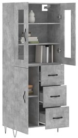 vidaXL Ντουλάπι Γκρι Σκυροδέματος 69,5x34x180 εκ. Επεξεργασμένο Ξύλο