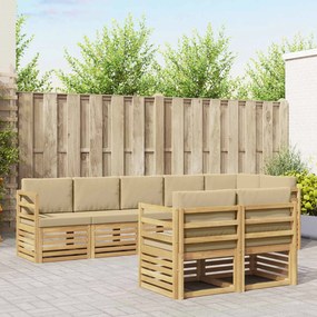 vidaXL Σειρά Καναπέ Εξωτερικού 8 pcs Λευκό και Μπεζ
