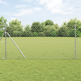 vidaXL Σετ Στύλων Φράχτη Ασημί 1.4 x 10 m Γαλβανισμένος χάλυβας