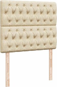 vidaXL Κρεβάτι Boxspring με Στρώμα Κρεμ 120x200 εκ. Υφασμάτινο