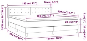 vidaXL Κρεβάτι Boxspring με Στρώμα Σκούρο Γκρι 180x200 εκ Υφασμάτιν