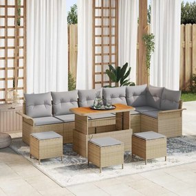 vidaXL Σετ Καναπέ Κήπου 10 pcs Μπεζ, Ανοιχτό Γκρι 110 x 55 x 71 εκ