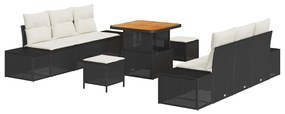 vidaXL Σετ Καναπέ Κήπου με μαξιλάρι 9 pcs Μαύρο Πολυ ράταν