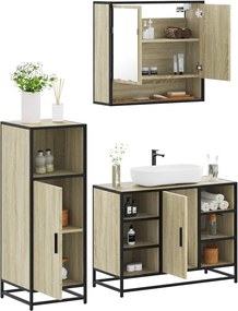 vidaXL Σετ Επίπλων Μπάνιου 3 Τεμαχίων Sonoma Δρυς Επεξεργασμένο Ξύλο