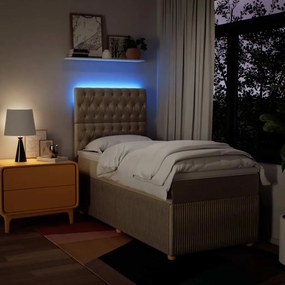 vidaXL Κρεβάτι Boxspring με Στρώμα Κρεμ 80 x 200 εκ. Υφασμάτινο