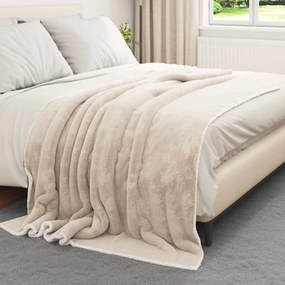 vidaXL Κουβέρτα Μπεζ 150 x 200 cm Μαλλί