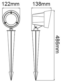 LED COB SPOT LUMINAIRE &amp; SPIKE 19W 1400LM 40° 230V AC 3.000K DARK GREY CRI80 IP65 30.000HRS