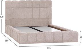 ΚΡΕΒΑΤΙ RAMON ΜΕ ΑΠΟΘ. ΧΩΡΟ HM720.10 ΥΦΑΣΜΑ TEDDY ΜΠΕΖ-ΓΙΑ ΣΤΡΩΜΑ 160x200εκ