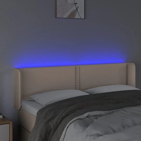 Κεφαλάρι Κρεβατιού LED Καπουτσίνο 147x16x78/88εκ. Συνθετ. Δέρμα - Καφέ