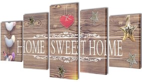 Πίνακας σε Καμβά Σετ Σχέδιο Home Sweet Home 200 x 100 εκ. - Πολύχρωμο