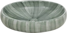 vidaXL Νιπτήρας Οβάλ Πράσινος 59 x 40 x 15 εκ. Κεραμικός