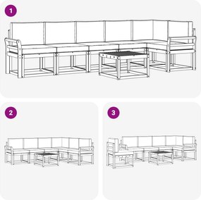 vidaXL Σειρά Καναπέ Εξωτερικού 7 pcs Άσπρο και Ανθρακί Πολυεστέρας