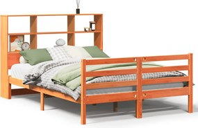 vidaXL Κρεβάτι Βιβλιοθήκη Χωρίς Στρώμα Καφέ 160x200 εκ Μασίφ Πεύκο