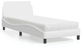 Κρεβάτι με Στρώμα Λευκό 80 x 200 εκ. Συνθετικό Δέρμα - Λευκό