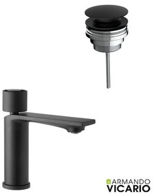 Armando Vicario Halo Black Matt Μπαταρία Νιπτήρος με βαλβίδα clic-clac