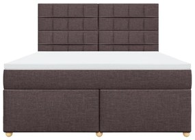 Κρεβάτι Boxspring με Στρώμα Σκούρο Καφέ 180x200 εκ Υφασμάτινο - Καφέ