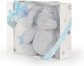 Baby blanket 90/75 cm with toy Elephant blue