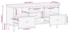 ΈΠΙΠΛΟ ΤΗΛΕΟΡΑΣΗΣ 100 X 33 X 46 ΕΚ. ΑΠΟ ΜΑΣΙΦ ΞΥΛΟ ΜΑΝΓΚΟ 358266