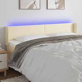 vidaXL Κεφαλάρι Κρεβατιού LED Κρεμ 203x16x78/88εκ. από Συνθετικό Δέρμα