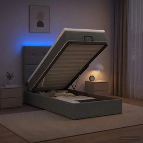 vidaXL Κρεβάτι Ottoman με Στρώμα και LED Σκούρο Γκρι 100 x 200 cm