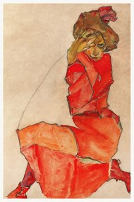 Αναπαραγωγή The Lady in Red (Female Portrait) - Egon Schiele, (26.7 x 40 cm)
