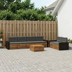 vidaXL Σειρά Καναπέ Εξωτερικού 7 pcs Φυσικό και Ανθρακί Πολυεστέρας
