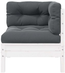 vidaXL Σαλόνι Κήπου Σετ 3 τεμ Λευκό από Μασίφ Ξύλο Πεύκου με Μαξιλάρια