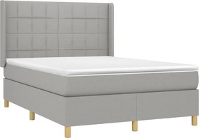 vidaXL Κρεβάτι Boxspring με Στρώμα &amp; LED Αν.Γκρι 140x200εκ. Υφασμάτινο